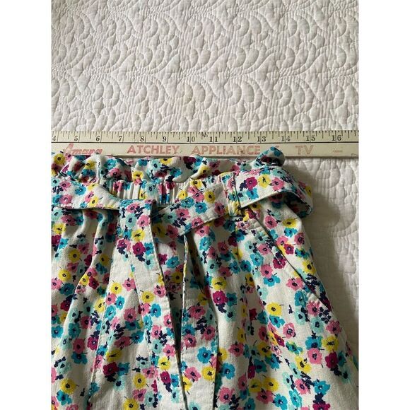 A.N.A. Floral Print Shorts Size M Linen Blend Multicolor Elastic Waistband - Picture 9 of 11